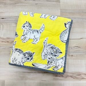 Vintage Yellow Gray Kitty Tabby Cat Baby Throw blanket Adorable! Kid baby size